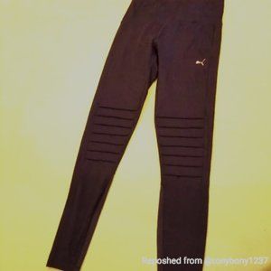 PUMA BLACK Leggings Thigh Ribbing Size Small 26" Waist 35" Long